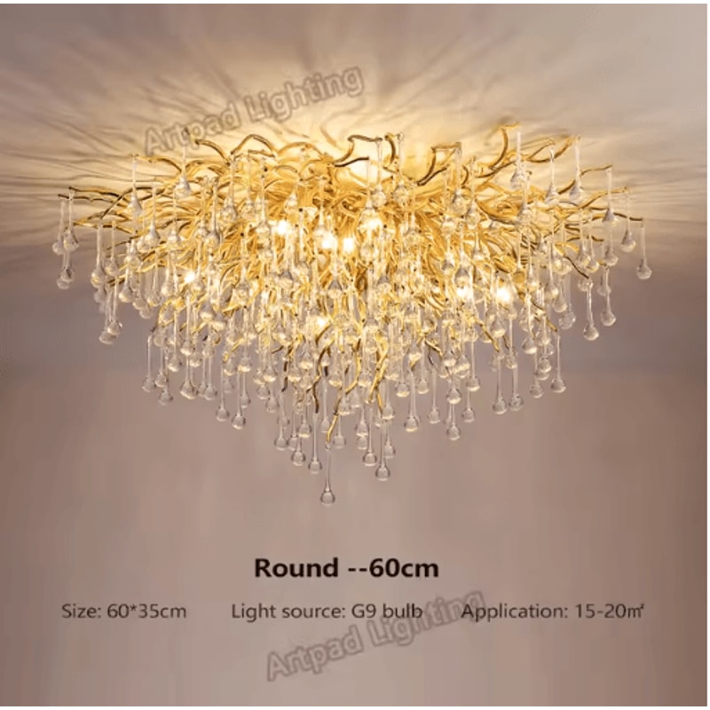 Nordic Gold K9 Crystal Chandelier Modern Luxury LED Ceiling Light 9