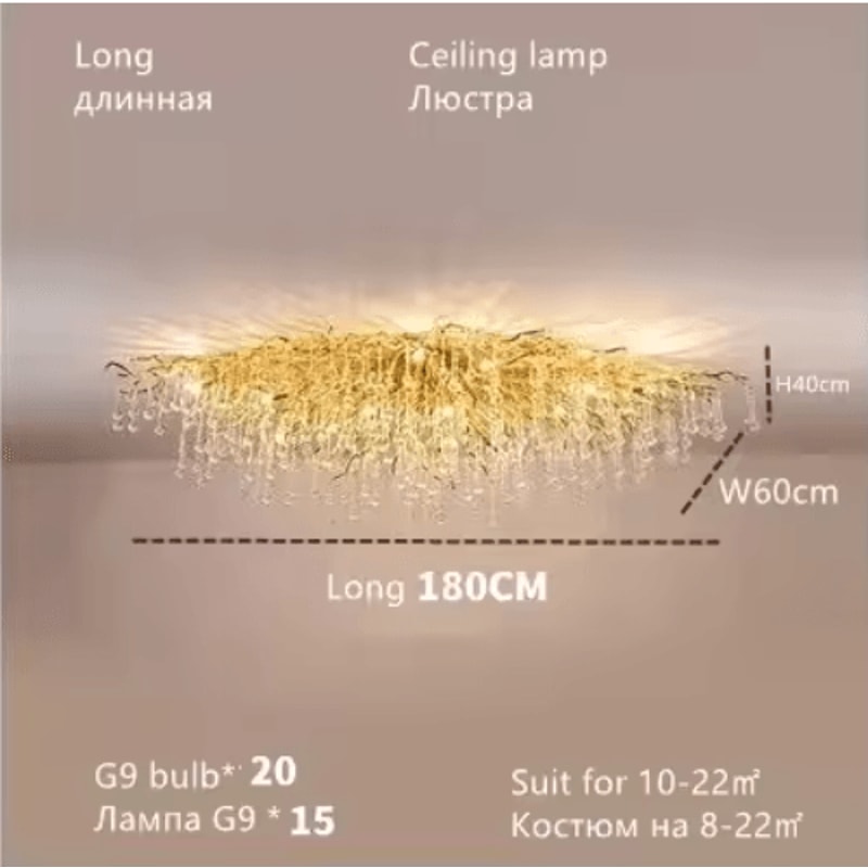 Nordic Gold K9 Crystal Chandelier Modern Luxury LED Ceiling Light 2