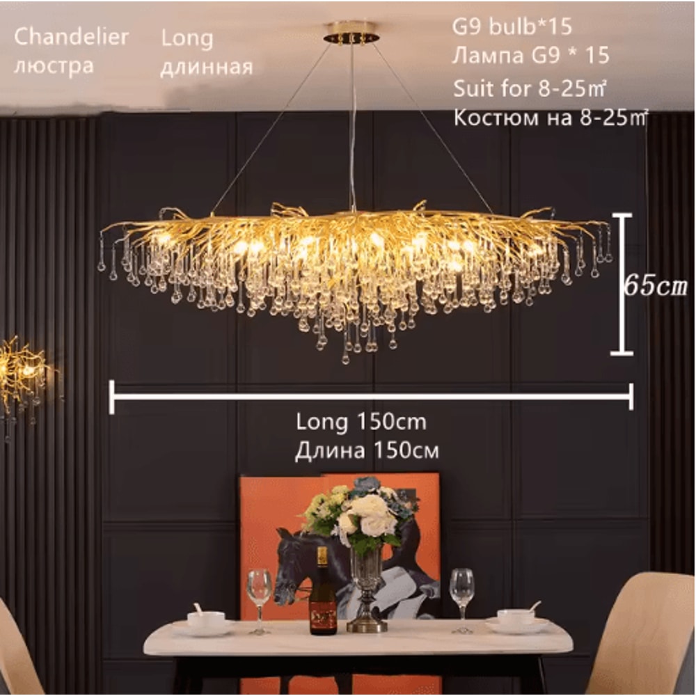 Nordic Gold K9 Crystal Chandelier Modern Luxury LED Ceiling Light 12