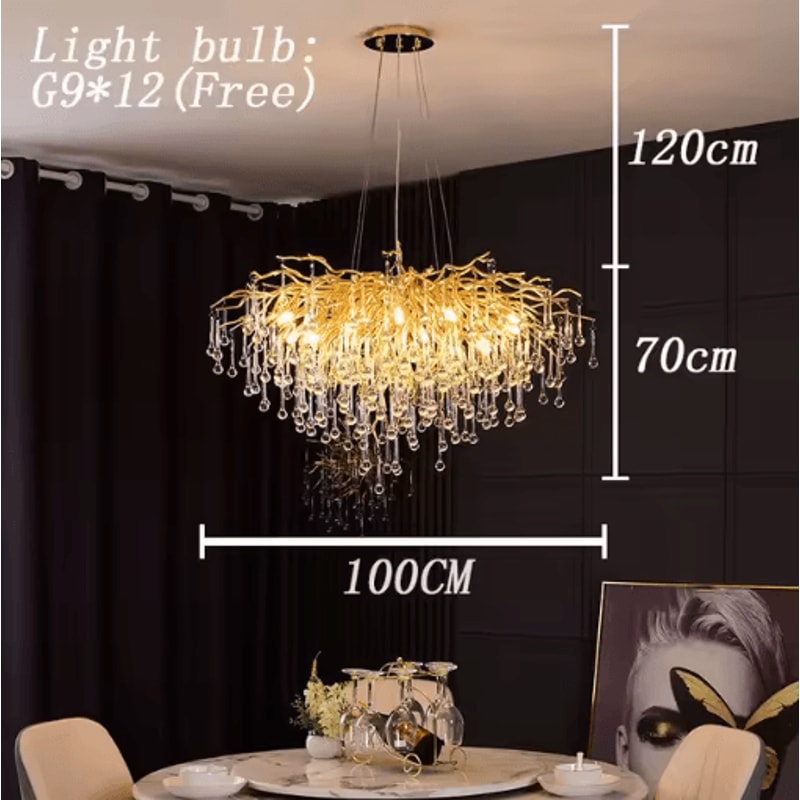 Nordic Gold K9 Crystal Chandelier Modern Luxury LED Ceiling Light 15
