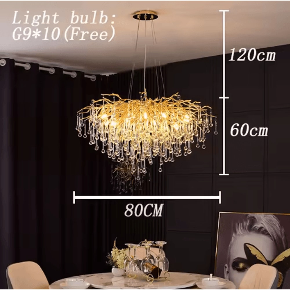 Nordic Gold K9 Crystal Chandelier Modern Luxury LED Ceiling Light 16