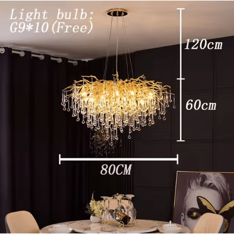 Nordic Gold K9 Crystal Chandelier Modern Luxury LED Ceiling Light 16