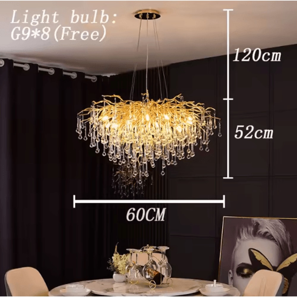 Nordic Gold K9 Crystal Chandelier Modern Luxury LED Ceiling Light 17