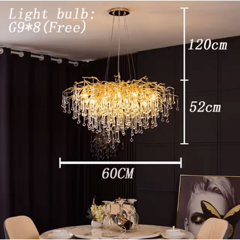 Nordic Gold K9 Crystal Chandelier Modern Luxury LED Ceiling Light 17