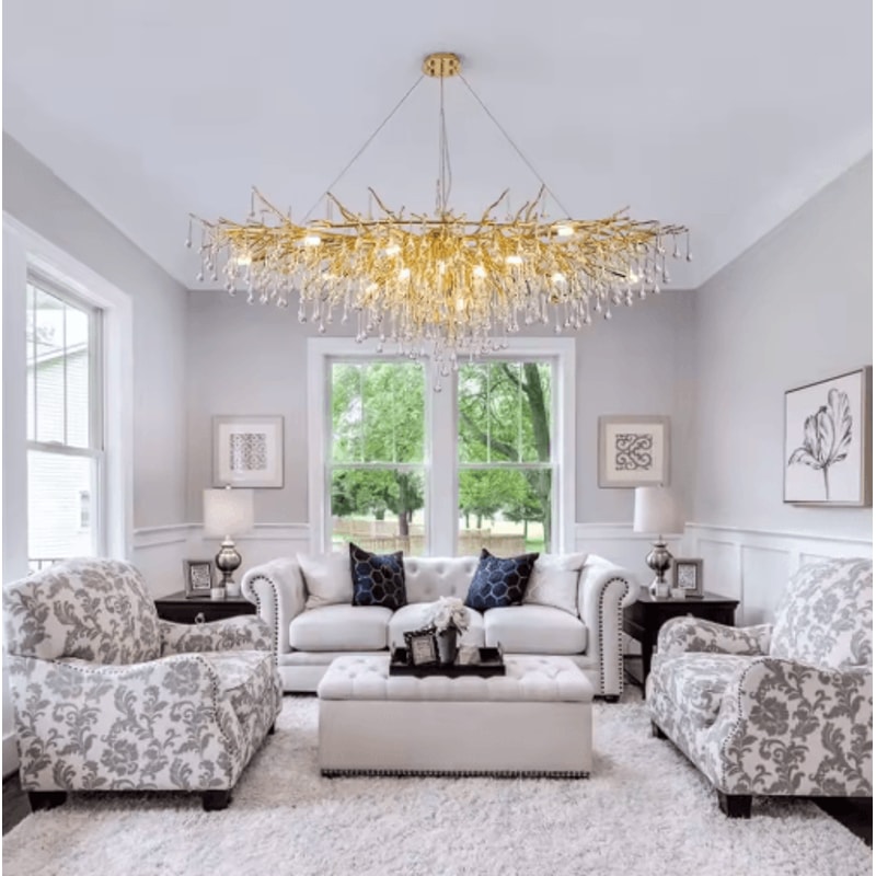 Nordic Gold K9 Crystal Chandelier Modern Luxury LED Ceiling Light 18