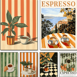 retro coffee wall art poster minimalist kitchen & cafe decor print