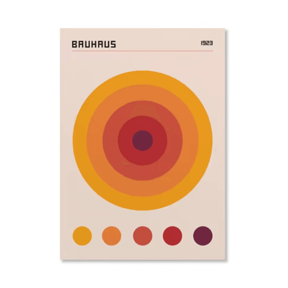 Abstract Bauhaus Orange Wall Art Modern Geometric Sunrise Bicycle Poster 12