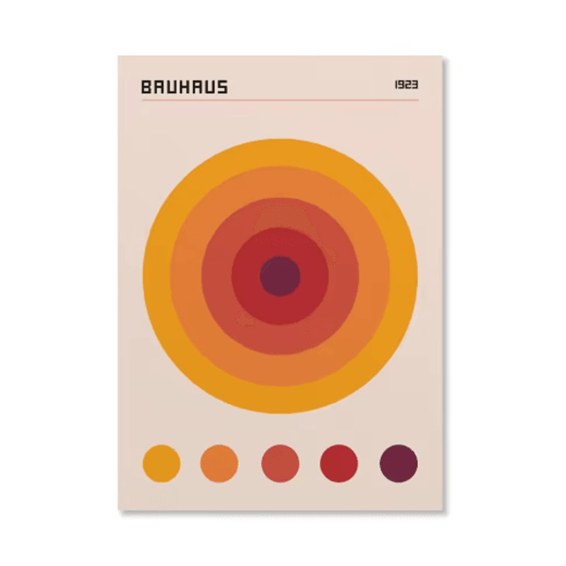 Abstract Bauhaus Orange Wall Art Modern Geometric Sunrise Bicycle Poster 12