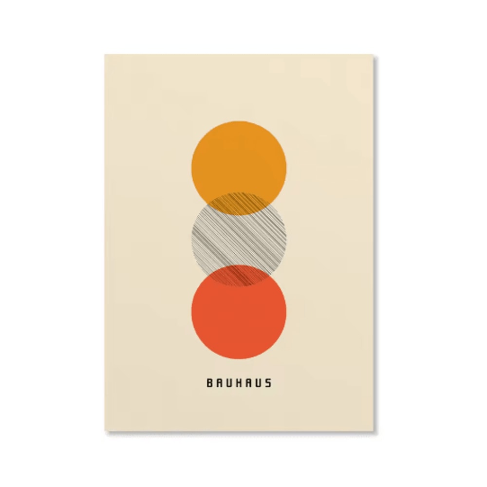 Abstract Bauhaus Orange Wall Art Modern Geometric Sunrise Bicycle Poster 13