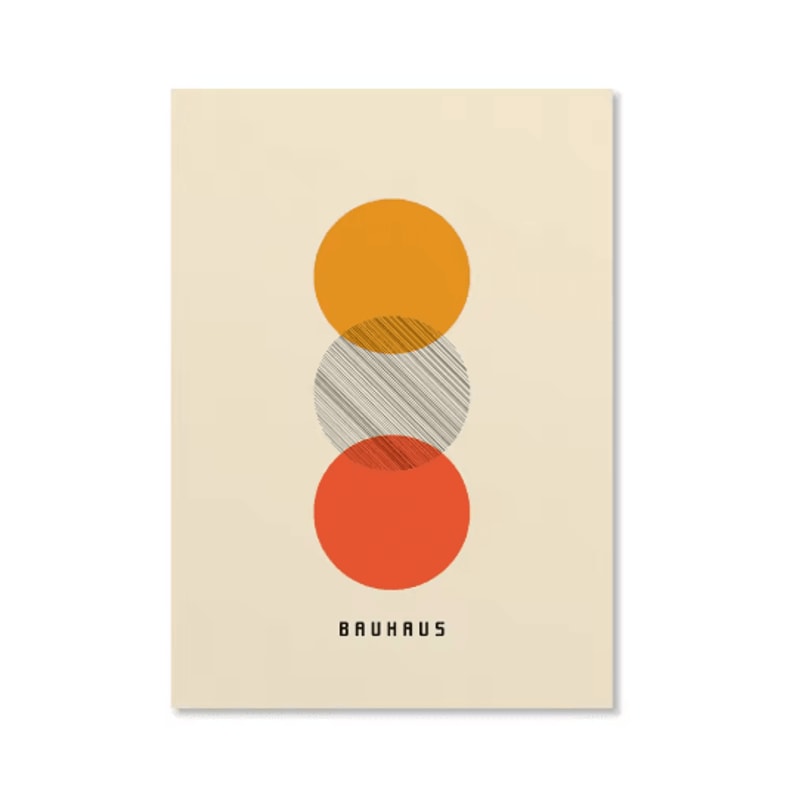 Abstract Bauhaus Orange Wall Art Modern Geometric Sunrise Bicycle Poster 13