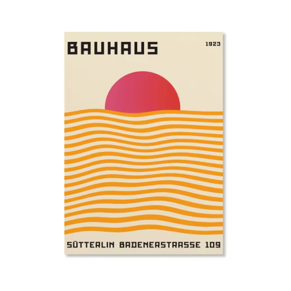 Abstract Bauhaus Orange Wall Art Modern Geometric Sunrise Bicycle Poster 15