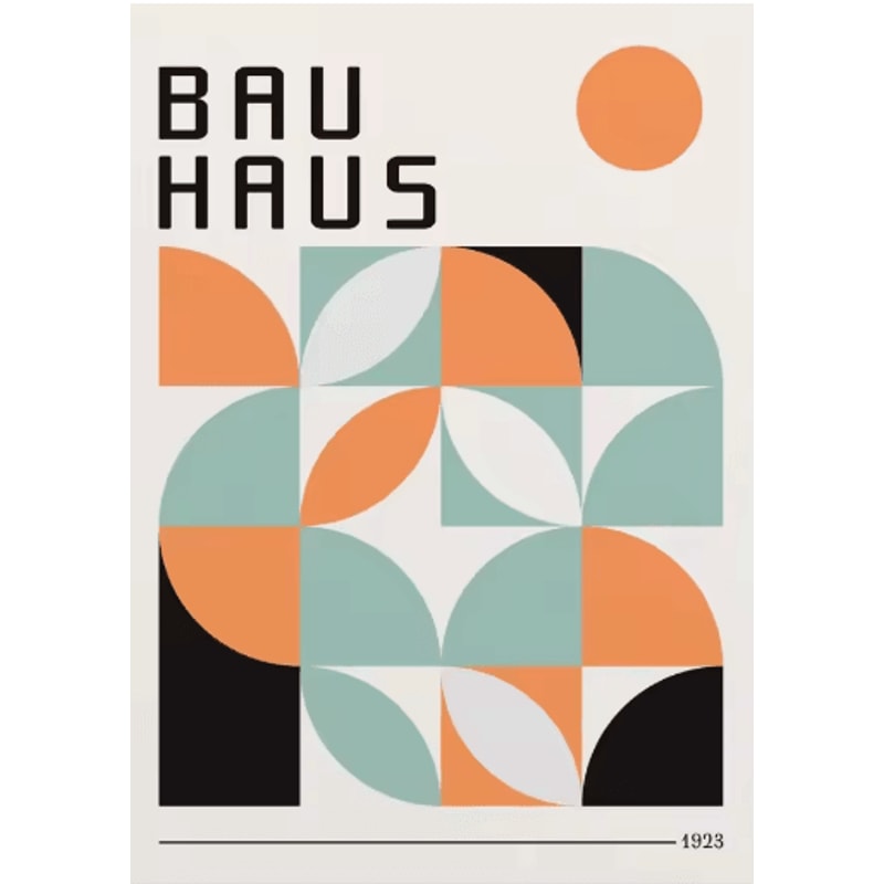Abstract Bauhaus Orange Wall Art Modern Geometric Sunrise Bicycle Poster 4