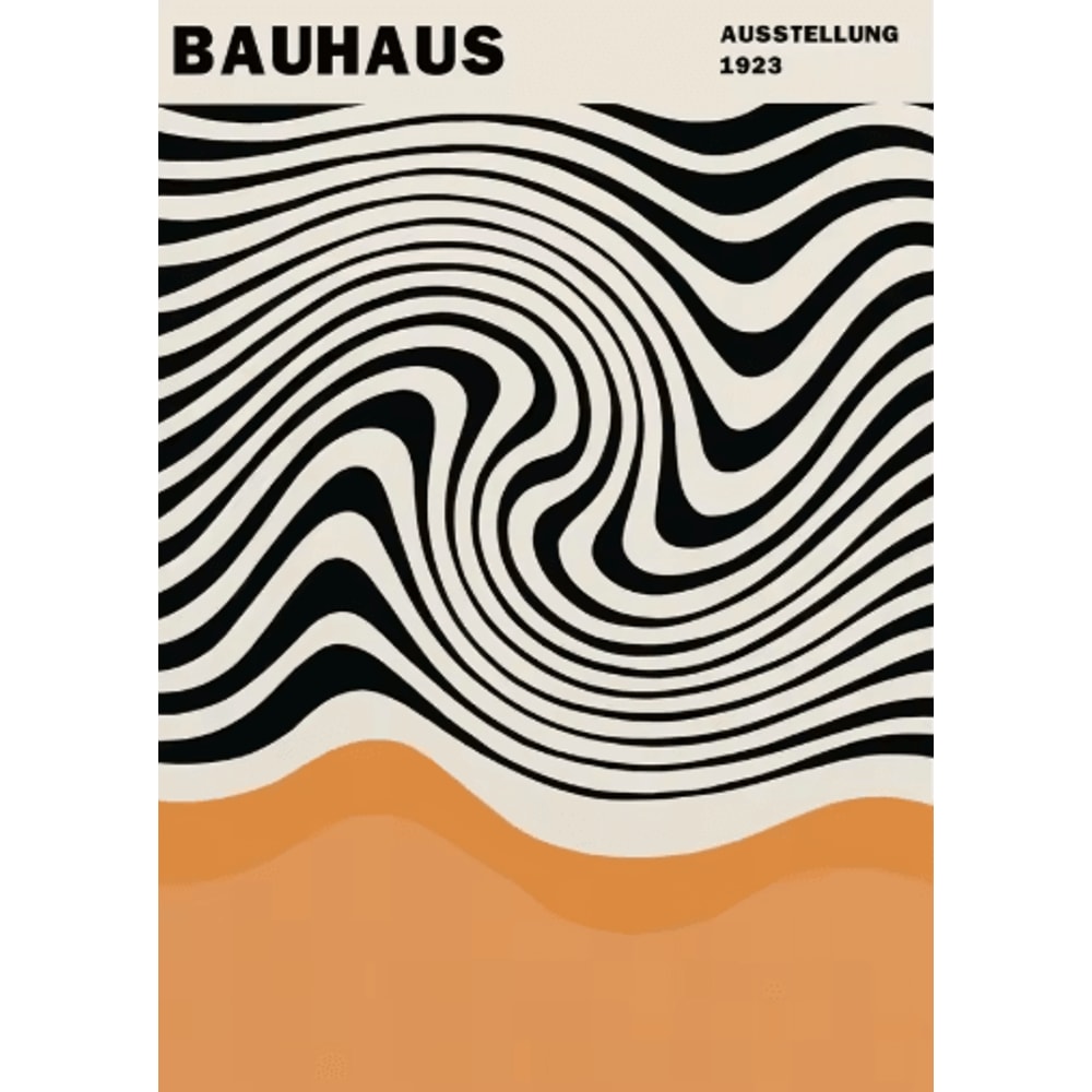 Abstract Bauhaus Orange Wall Art Modern Geometric Sunrise Bicycle Poster 5