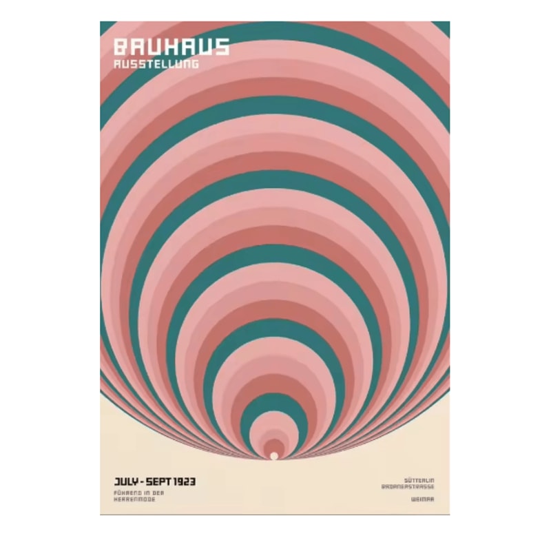 Abstract Bauhaus Orange Wall Art Modern Geometric Sunrise Bicycle Poster 8