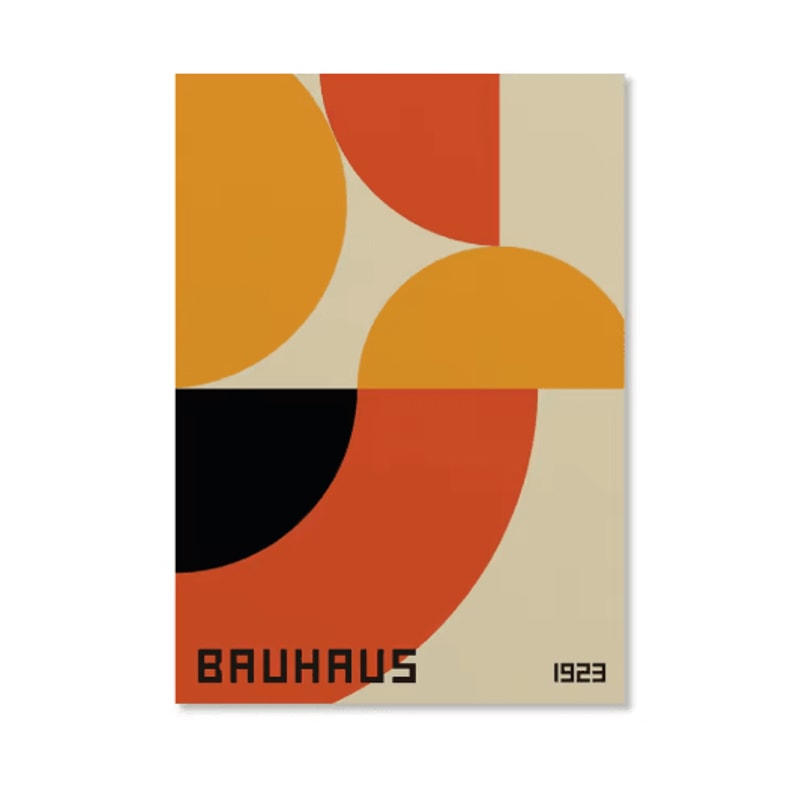 Abstract Bauhaus Orange Wall Art Modern Geometric Sunrise Bicycle Poster 24