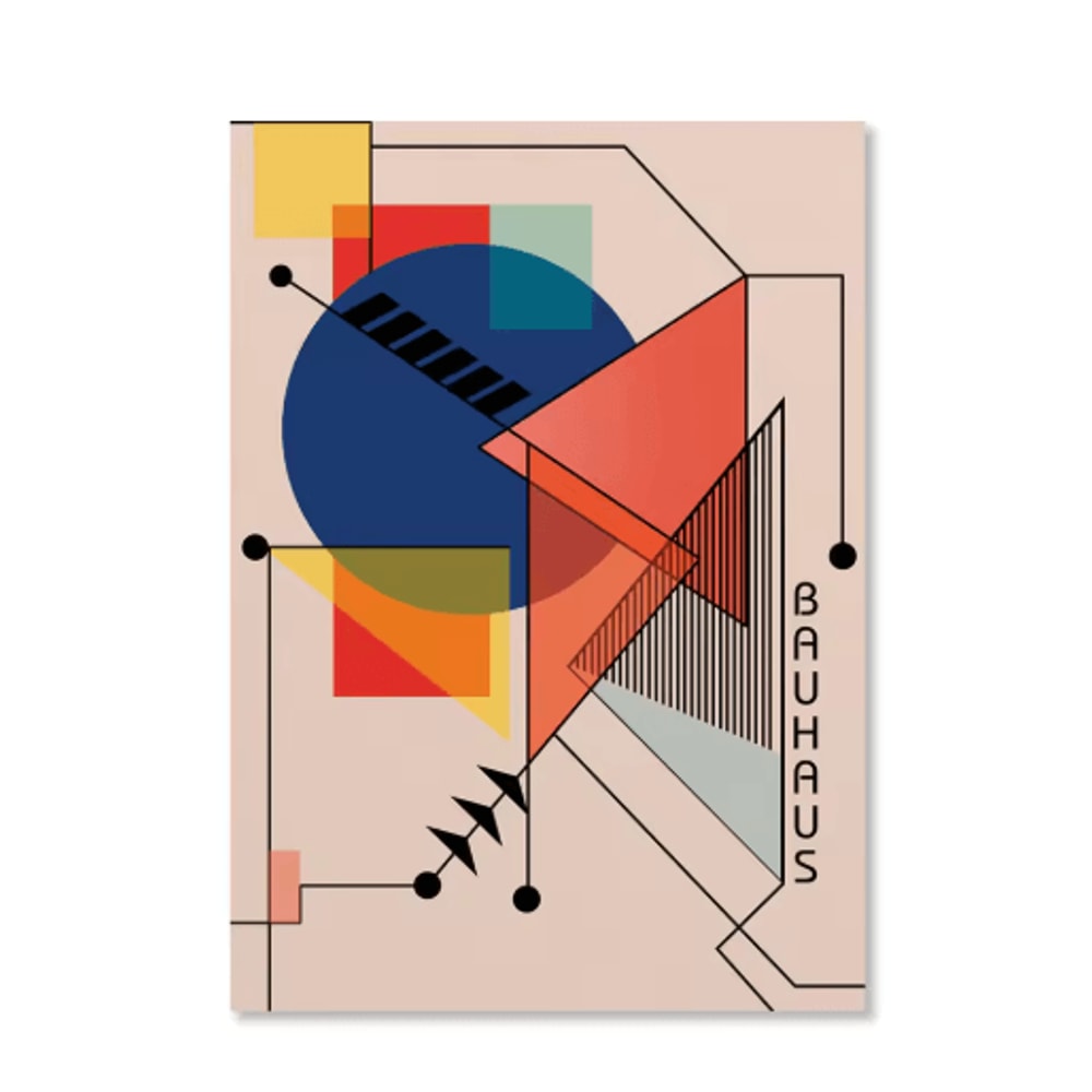 Abstract Bauhaus Orange Wall Art Modern Geometric Sunrise Bicycle Poster 25