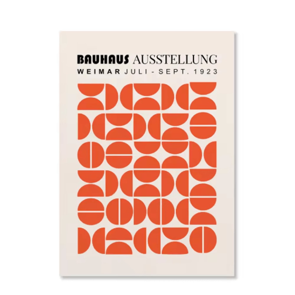 Abstract Bauhaus Orange Wall Art Modern Geometric Sunrise Bicycle Poster 26
