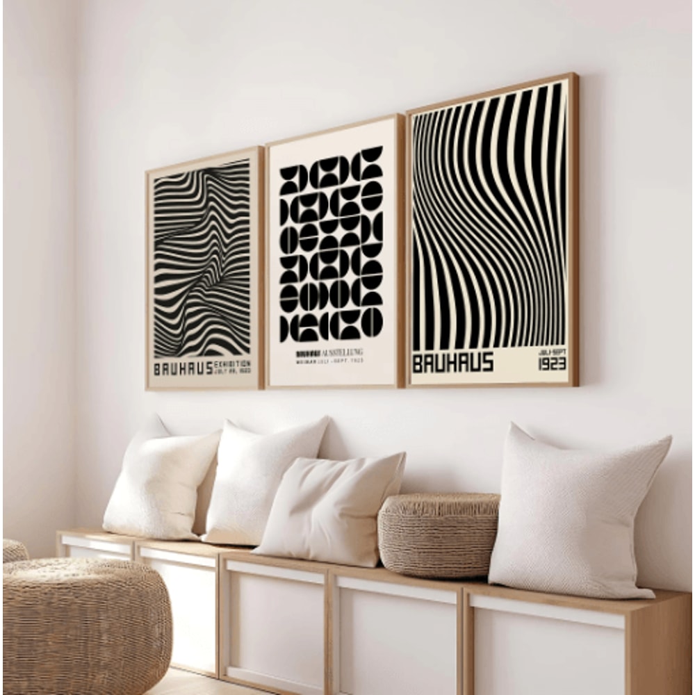 Abstract Bauhaus Orange Wall Art Modern Geometric Sunrise Bicycle Poster 29