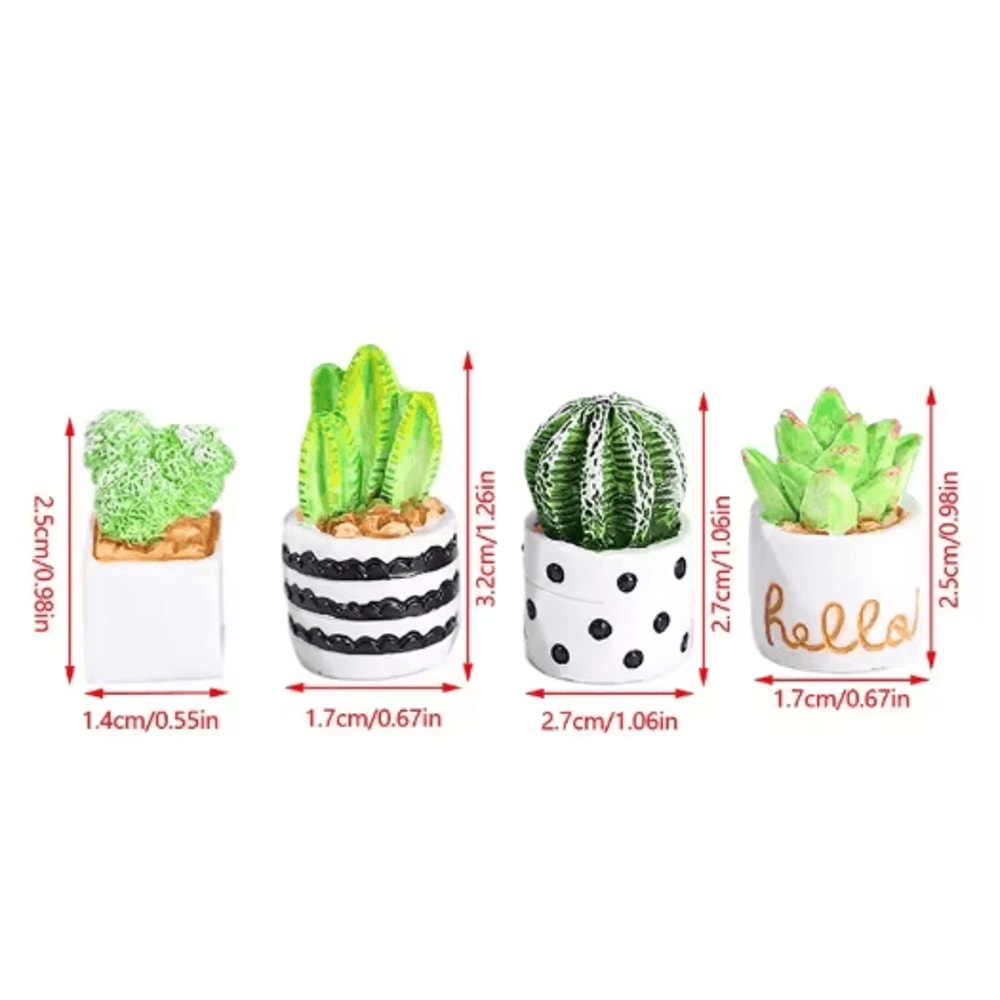Miniature Resin Plant Pot Set Dollhouse Flower Vase Decor 6