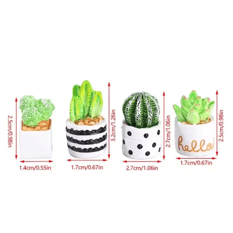 Miniature Resin Plant Pot Set Dollhouse Flower Vase Decor 6