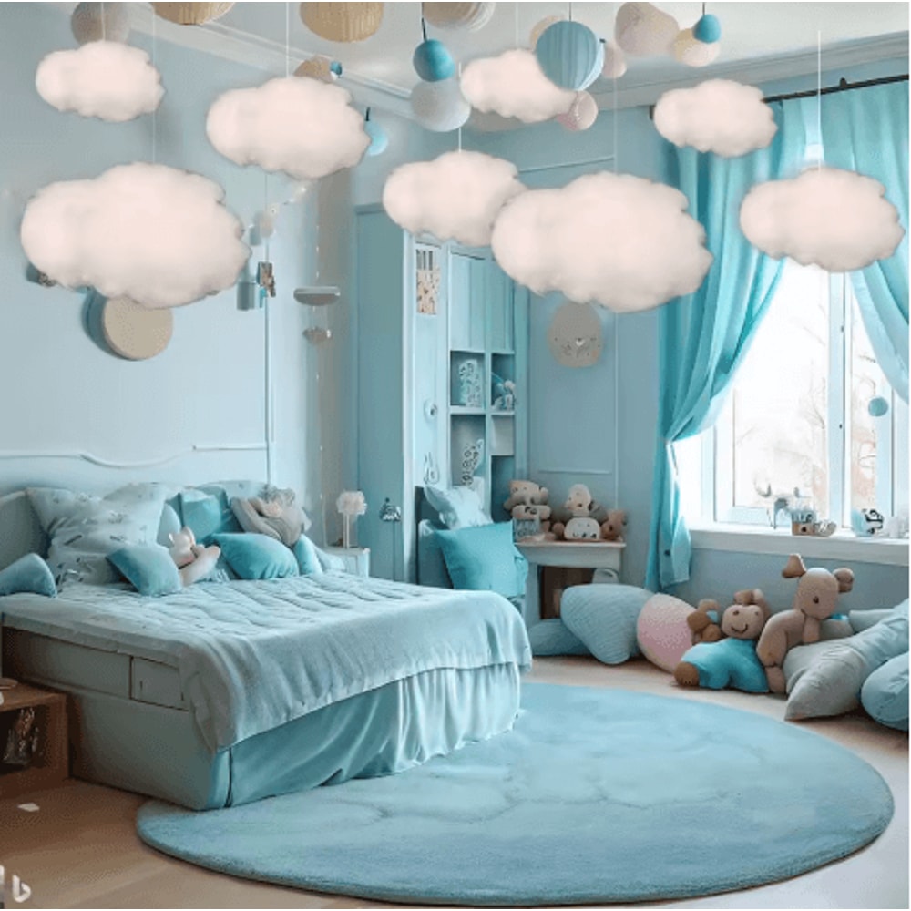 3D Artificial Cloud Ceiling Decor Set 9pcs Dreamy Hanging Cloud Props 0