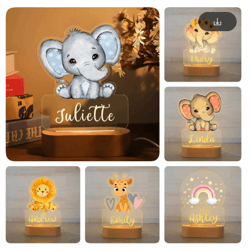 personalized animal acrylic night light custom name led lamp for kids