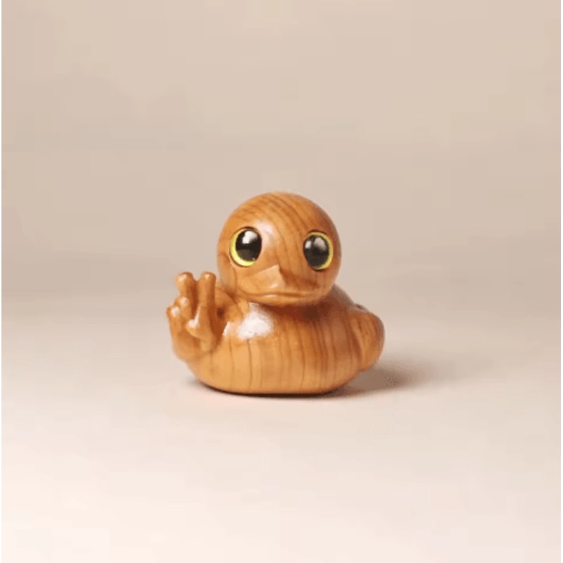 Funny Middle Finger Wooden Duck Figurine Novelty Desk Home Decor 2
