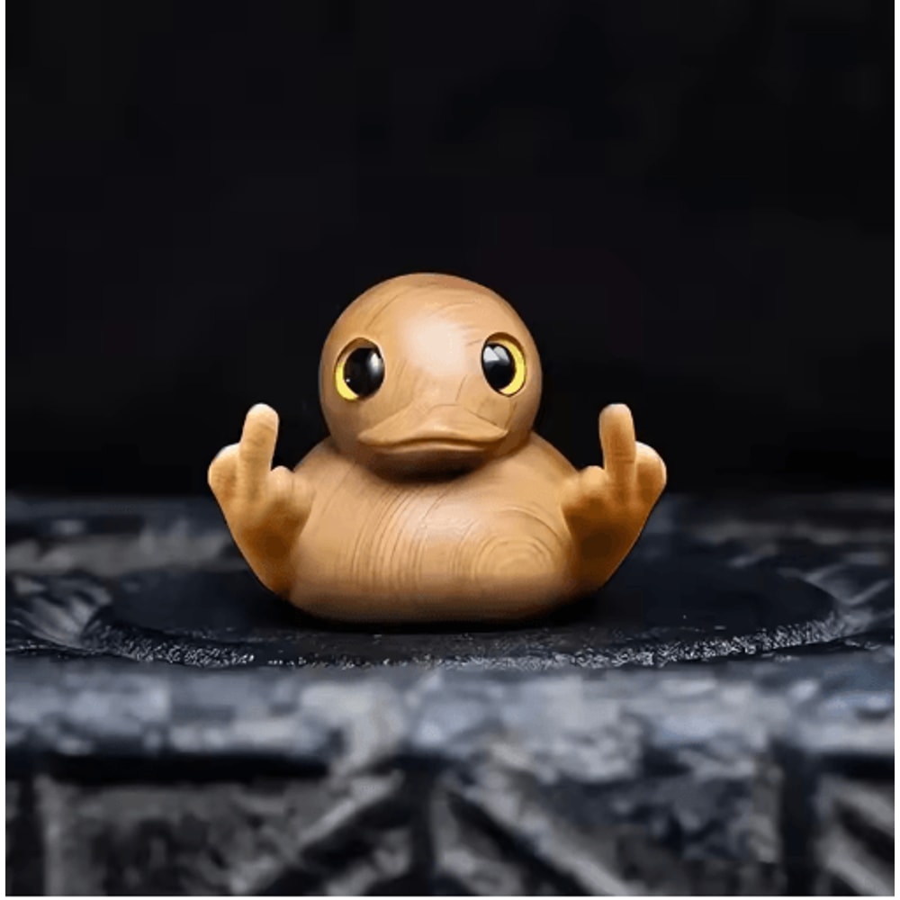 Funny Middle Finger Wooden Duck Figurine Novelty Desk Home Decor 4
