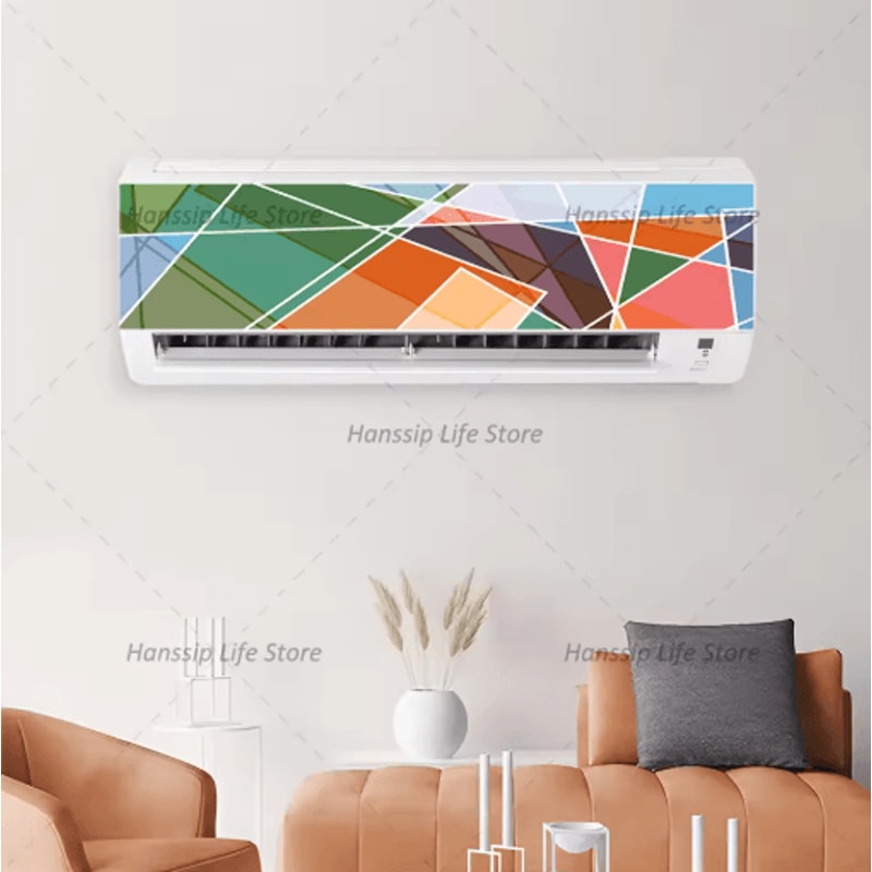 3D Geometric Air Conditioner Panel Sticker Abstract Illusion Wall Decal 7