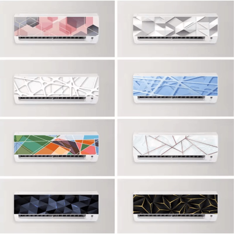 3D Geometric Air Conditioner Panel Sticker Abstract Illusion Wall Decal 0