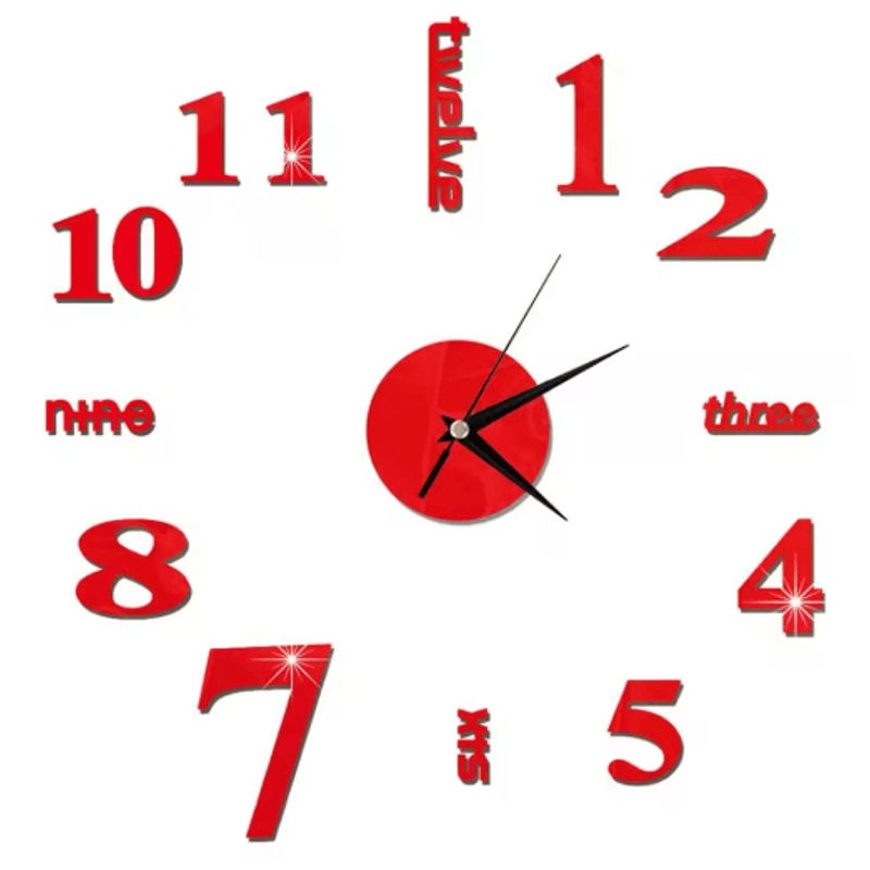 DIY Frameless Mirror Wall Clock Sticker Modern Quartz Wall Decor 8