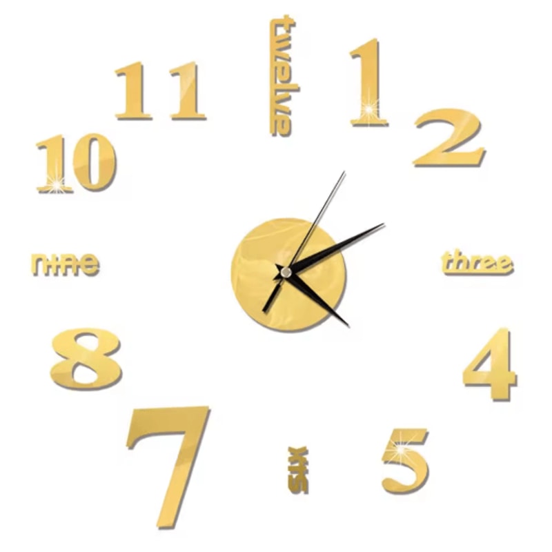DIY Frameless Mirror Wall Clock Sticker Modern Quartz Wall Decor 9