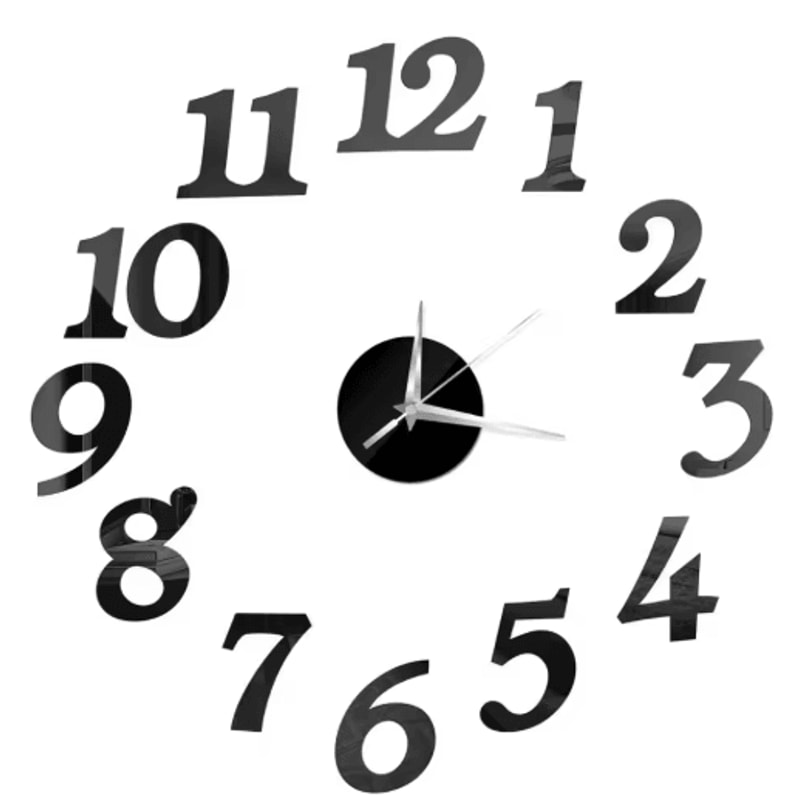 DIY Frameless Mirror Wall Clock Sticker Modern Quartz Wall Decor 21