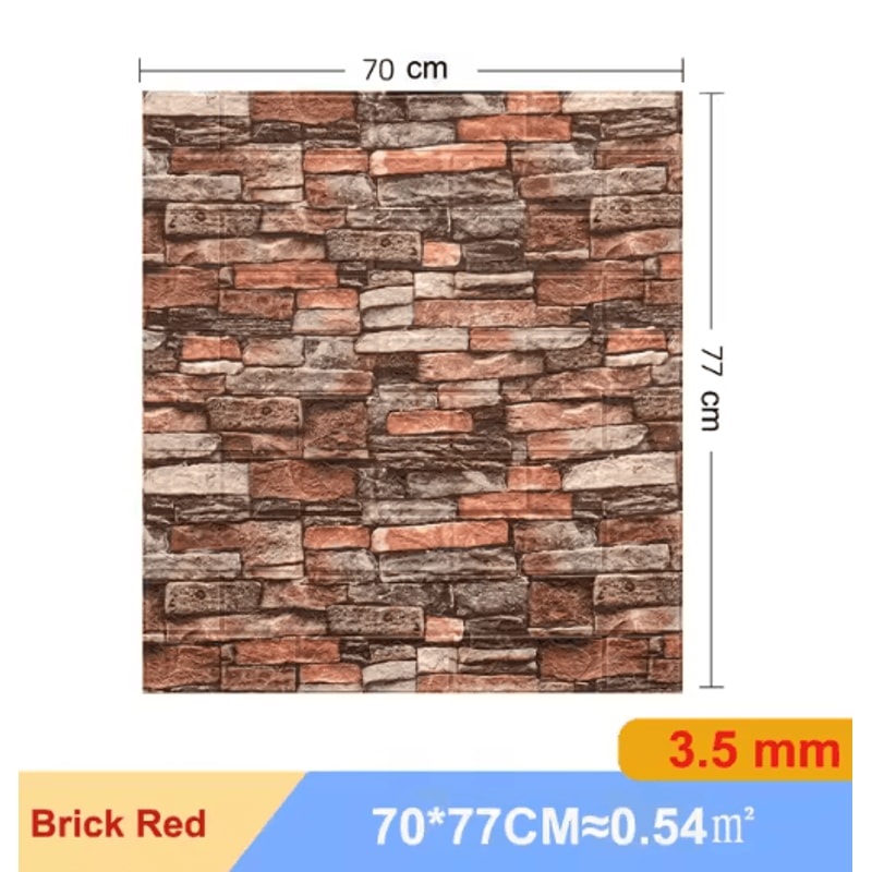3D Self Adhesive Brick Wall Stickers 10pcs Foam DIY Decor Panels 1