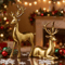 Gold Reindeer Figurine Set Elegant Christmas Table Home Decor 2pcs 0