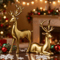 Gold Reindeer Figurine Set Elegant Christmas Table Home Decor 2pcs 0