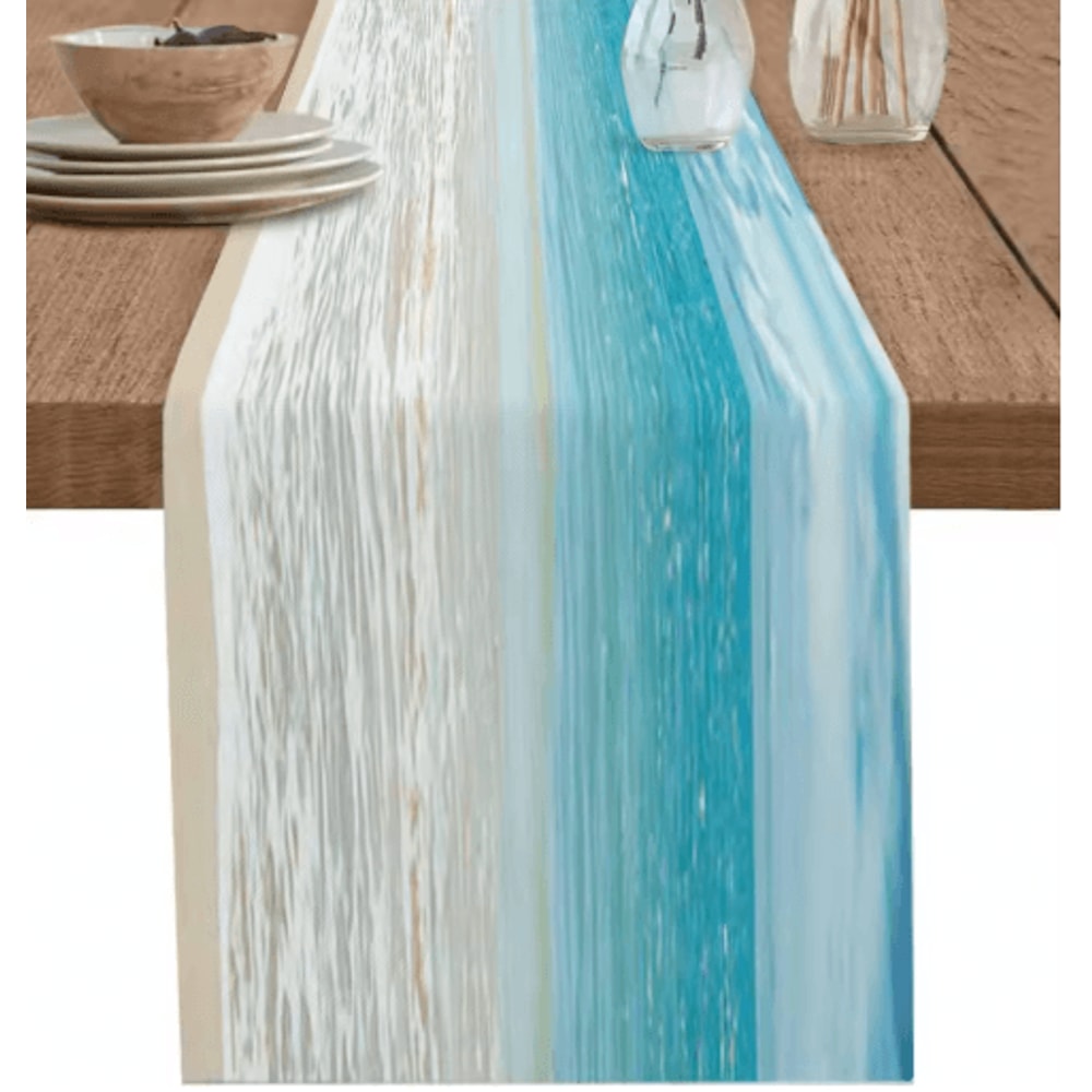 Ocean Beach Linen Table Runner Coastal Summer Dining Table Decor 1