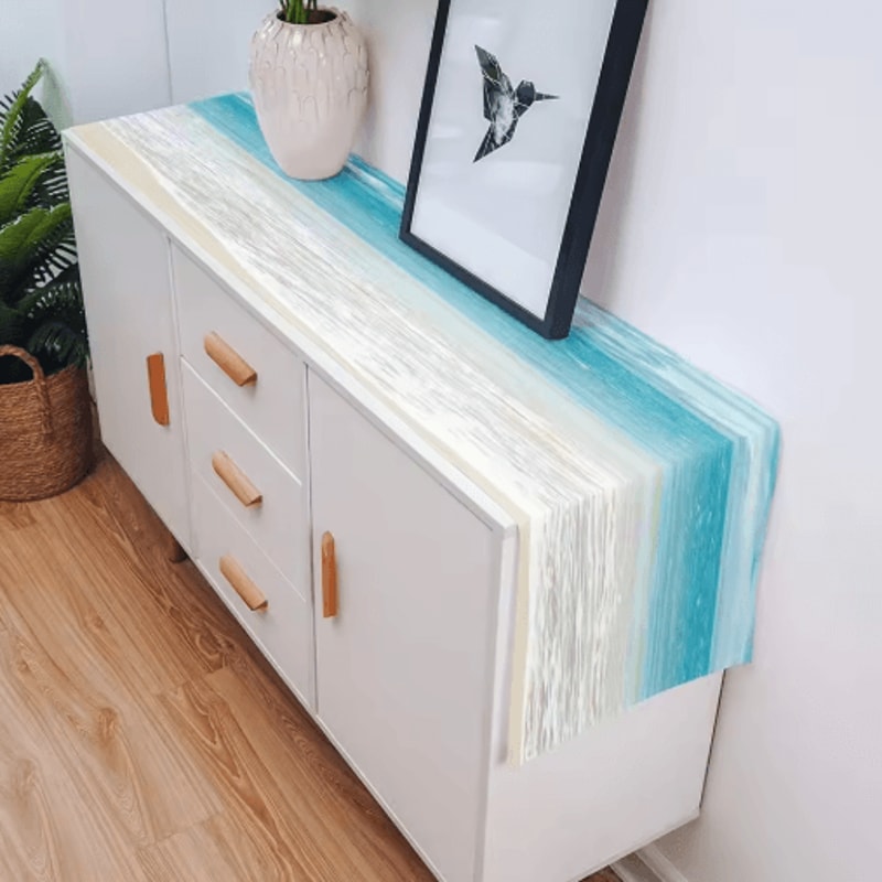 Ocean Beach Linen Table Runner Coastal Summer Dining Table Decor 3