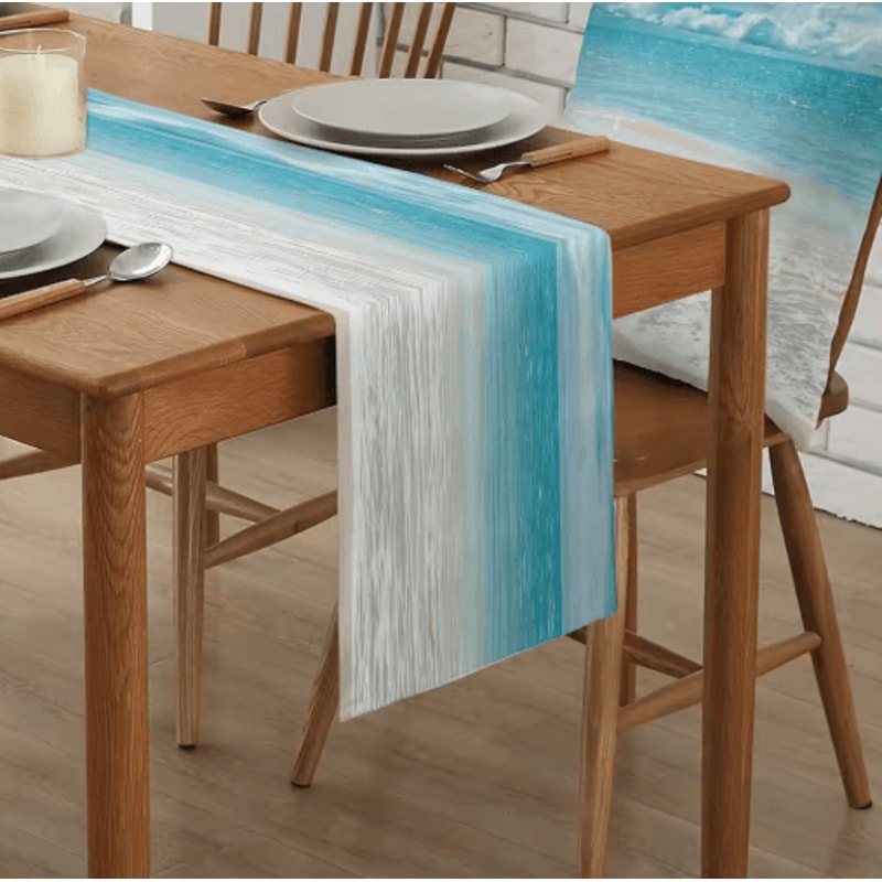 Ocean Beach Linen Table Runner Coastal Summer Dining Table Decor 5