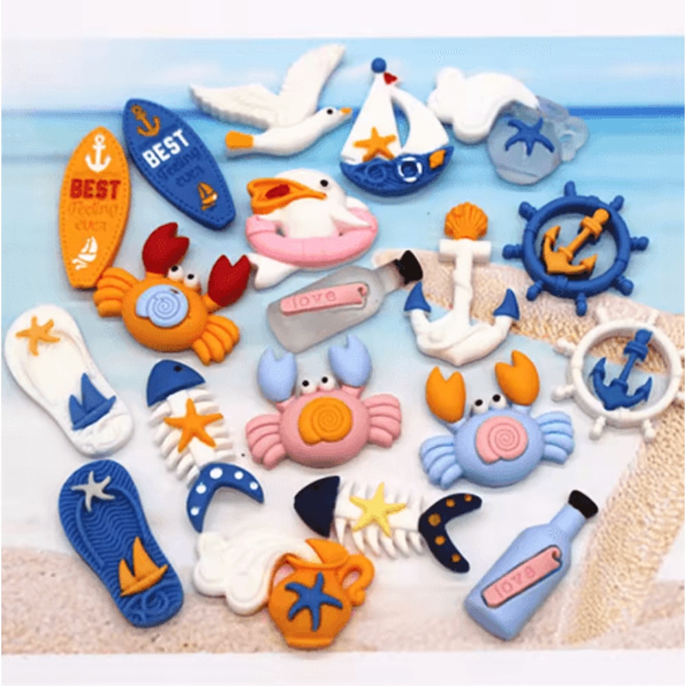 Ocean Breeze Resin Beach Miniatures Set For DIY Crafts Nautical Decor 0