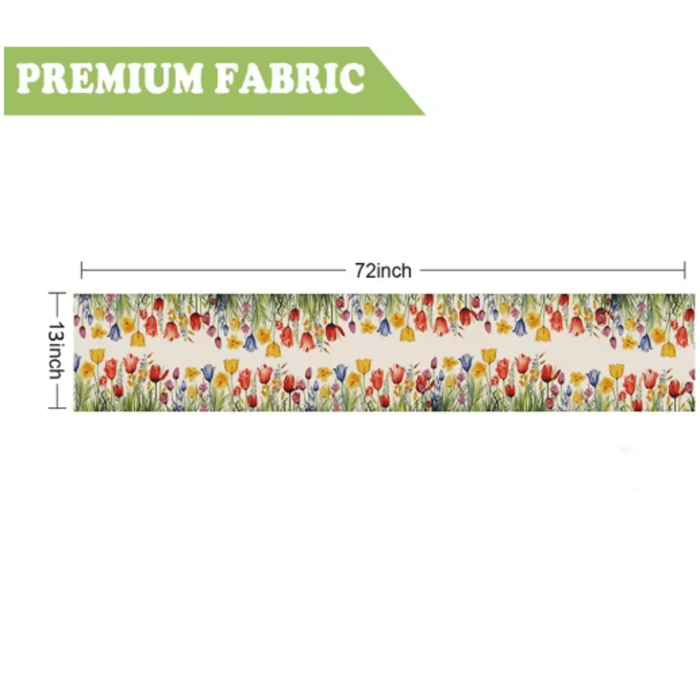 Sunflower Daisy Linen Table Runner Colorful Farmhouse Floral Decor For Spring Summer 3