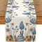 Easter Blue Eggs Floral Linen Table Runner Spring Botanical Table Decor 1