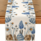 Easter Blue Eggs Floral Linen Table Runner Spring Botanical Table Decor 1