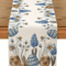 Easter Blue Eggs Floral Linen Table Runner Spring Botanical Table Decor 0