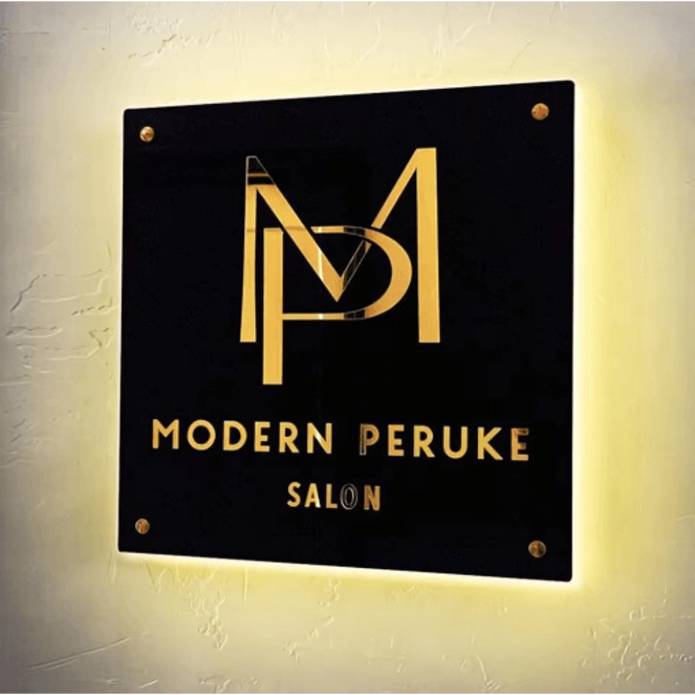 Custom LED Acrylic Business Logo Sign Backlit Salon Storefront Signage 2