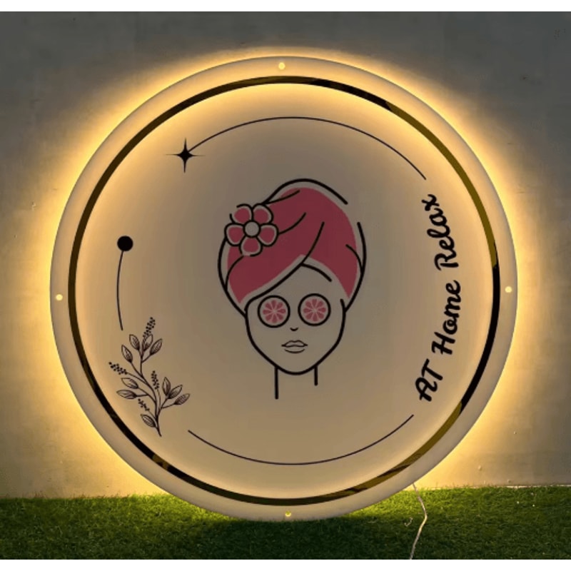 Custom LED Acrylic Business Logo Sign Backlit Salon Storefront Signage 3