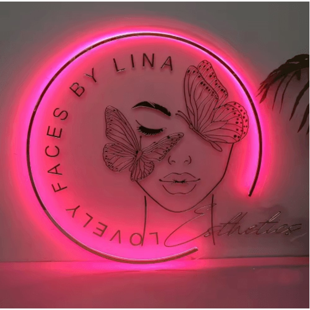 Custom LED Acrylic Business Logo Sign Backlit Salon Storefront Signage 6