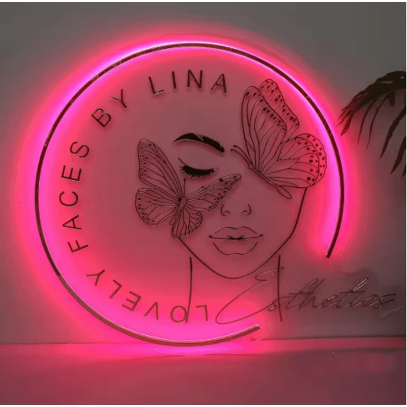 Custom LED Acrylic Business Logo Sign Backlit Salon Storefront Signage 6