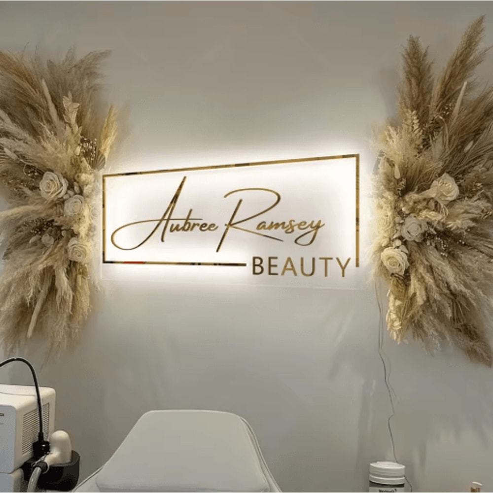 Custom LED Acrylic Business Logo Sign Backlit Salon Storefront Signage 0