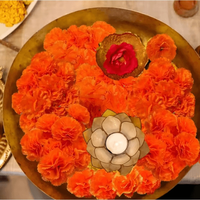 Artificial Marigold Flower Decor Festive Garland For Diwali Day Of The Dead Halloween 17